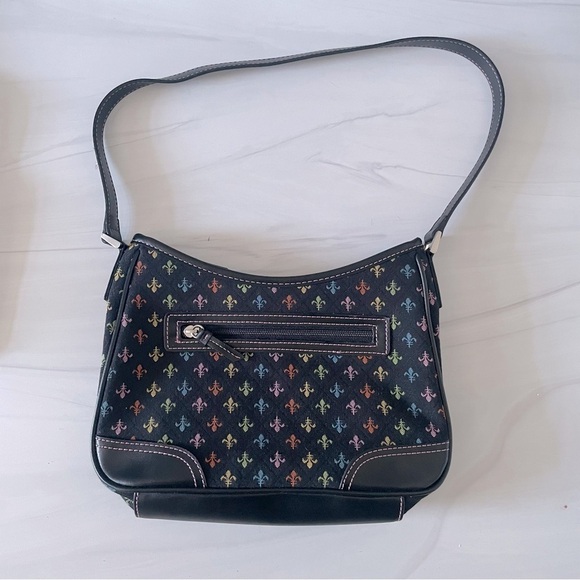 Crazy Horse x Liz Claiborne Fleur-de-lis Shoulder Bag- Black and Multicolored - Picture 2 of 11